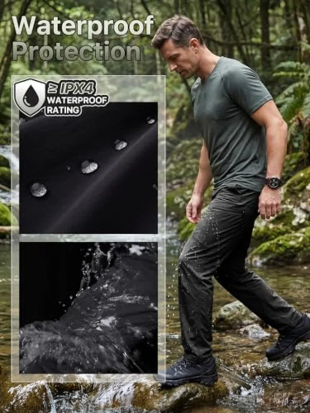 Men's Waterproof Hiking Pants Lightweight Stretch Cargo 5 Pockets